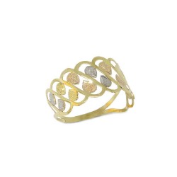 Anel Gotas Tricolor Vazado em Ouro Amarelo 18 Kilates - 25101